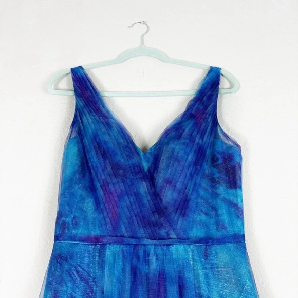 NWOT Rene Ruiz Collection V-neck Floral Organza Gown Maxi Sleeveless Dress sz 8 - Picture 6 of 16